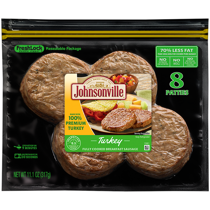 103201 Turkey Fully Cooked Breakfast Sausage Patties Johnsonville 