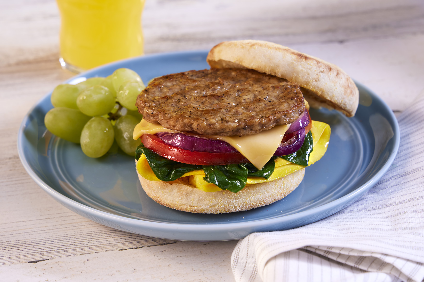 Cheese sausage breakfast sandwich